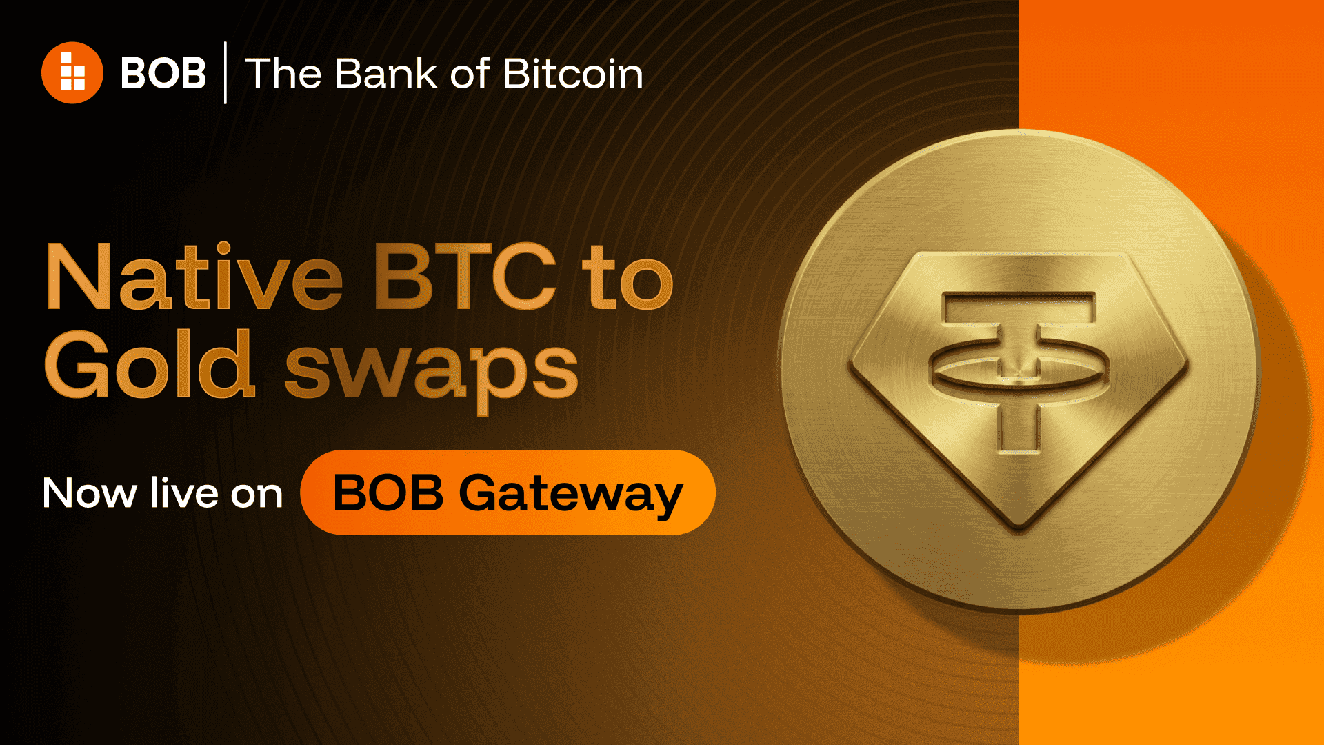 Native BTC to Gold swaps are now live on BOB Gateway